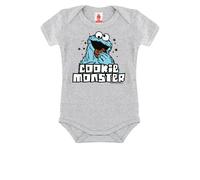 Body LOGOSHIRT "Cookie Monster", Jungen, Gr. 62/68, EURO-Größen, grau (grau, meliert), 93% Baumwolle, 7% Polyester, unifarben, kurz, Rundhals, Bodys Body, mit lizenziertem Print (68086623-62) grau, me
