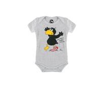 Body LOGOSHIRT "Der kleine Rabe Socke - Socke", Mädchen, Gr. 98/104, EURO-Größen, grau (grau, meliert), 93% Baumwolle, 7% Elasthan, unifarben, kurz, Bodys Body, mit lizenziertem Print (75637033-98) gr