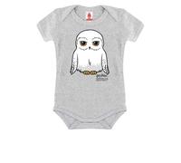 Body LOGOSHIRT "Harry Potter - Hedwig", Jungen, Gr. 50/56, EURO-Größen, grau (grau, meliert), 93% Baumwolle, 7% Polyester, unifarben, Rundhals, Bodys Body, mit niedlichem Eulen-Motiv (29608600-50) gra