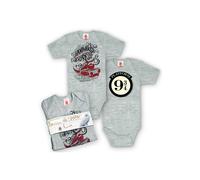 Logoshirt® - Harry Potter - Zug - Hogwarts Express - Baby Body - Strampler - 2er Set - grau-meliert - Lizenziertes Originaldesign, GröÃŸe 50-56