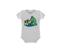 Body LOGOSHIRT "Janosch - Tigerente & Kastenfrosch", Mädchen, Gr. 86/92, EURO-Größen, grau (grau, meliert), 93% Baumwolle, 7% Elasthan, bedruckt, meliert, kurz, Bodys Body, mit lizenziertem Print (727