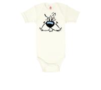 Body LOGOSHIRT, Jungen, Gr. 50/56, EURO-Größen, weiß (altweiß), 100% Baumwolle, bedruckt, kurz, Rundhals, Bodys Body, mit niedlichem Idefix-Aufdruck (39435762-50) altweiß