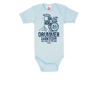 Body LOGOSHIRT, Jungen, Gr. 86/92, EURO-Größen, blau, 100% Baumwolle, bedruckt, normal, Rundhals, Bodys Body, mit Drummer Wanted-Frontdruck (49307621-86) blau