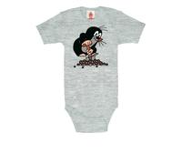 Logoshirt® TV I Der kleine Maulwurf I Hügel I Baby Body Print I Kurzarm I Kleinkind I Mädchen & Jungen I grau I Lizenziertes Originaldesign I Größe 98/104