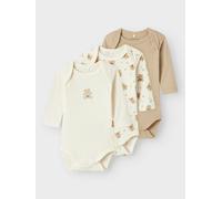 Body NAME IT "NBNBODY 3P LS JET STREAM BEAR NOOS", Jungen, Gr. 80, N-Gr, grün (jet stream), Sweatware, Obermaterial: 100% Baumwolle, Bodys Body (83459220-80) jet stream