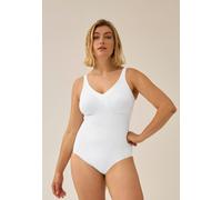 Body NATURANA "Minimizer", Damen, Gr. 90, Cup B, weiß, Obermaterial: 81% Polyamid, 19% Elasthan, unifarben mit Farbeinsatz, bequem kurz, V-Ausschnitt, Bodys Body, V-Ausschnitt, Kontrastbesatz am Aussc