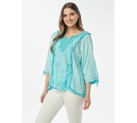 Body Needs Bluse Oil Dyed mit 3D Dekoration 44/46 türkis