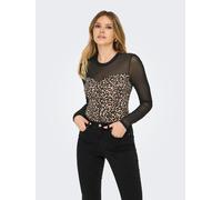 Body ONLY "ONLLIVE LOVE L/S LEO MESHBODY CS JRS", Damen, Gr. S (36), N-Gr, braun (ginger root aop:tikkie leo), Obermaterial: 95% Baumwolle, 5% Elasthan, bedruckt, slim fit, Rundhals, Bodys Body (90658
