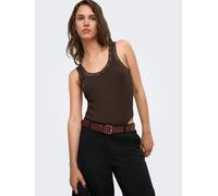 Body ONLY "ONLVINI S/L LACE BODYSUIT RS JRS", Damen, Gr. L, N-Gr, coffee bean, Jersey, Obermaterial: 94% Baumwolle, 6% Elasthan, unifarben, Rundhals, Bodys Body, Baumwollmischung, Spitze (18700066-L)