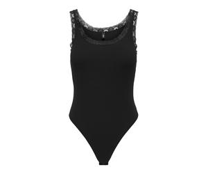 Body ONLY "ONLVINI S/L LACE BODYSUIT RS JRS", Damen, Gr. S, N-Gr, schwarz, Jersey, Obermaterial: 94% Baumwolle, 6% Elasthan, unifarben, Rundhals, Bodys Body, Baumwollmischung, Spitze (43030415-S) schw