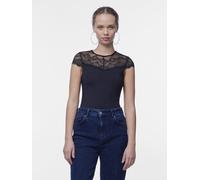 Body PIECES "PCSINNA SS BODYSTOCKING NOOS", Damen, Gr. M (38), N-Gr, schwarz, Single Jersey, Obermaterial: 92% Polyamid, 8% Elasthan, unifarben, Rundhals, Bodys Body (98567922-M) schwarz