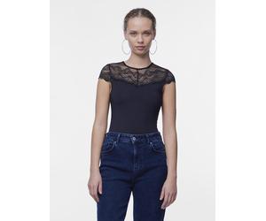 Body PIECES "PCSINNA SS BODYSTOCKING NOOS", Damen, Gr. S (36), N-Gr, schwarz, Single Jersey, Obermaterial: 92% Polyamid, 8% Elasthan, unifarben, Rundhals, Bodys Body (98567922-S) schwarz