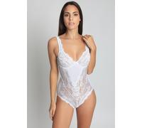 Body SASSA "Classic Lace", Damen, Gr. 80, Cup D, weiß, Mikrofaser;Spitze, Obermaterial: 90% Polyamid, 10% Elasthan, unifarben, körpernah, tiefer V-Ausschnitt, Bodys Spitzenbody, Spitze in Kombination 