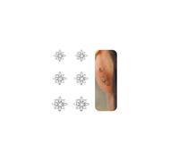 BodyBonita 3 Paar Flachrücken Ohrringe - 925 Sterlingsilber Stecker Medizinische Ohrstecker für Damen, 16K Gold Plattiertes Piercing Set, Blume CZ Silber Tragus Piercing Schmuck
