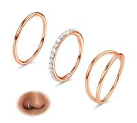 BodyBonita 3 Stück Nasenpiercing - 316L Edelstahl Doppelt Reifen Nasenring 20G CZ Septum Piercing Helix Conch Tragus Daith Ohrring lippenpiercing Schmuck Hypoallergen Frauen Männer Roségold 8mm