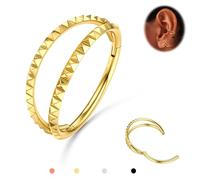 BodyBonita Doppelt Nasenpiercing Ring - Gold Pyramide 316L Chirurgenstahl Septum Clicker 20G Conch Rook Tragus Helix Piercings Creolen Schmuck Knorpel Ohrring 8mm