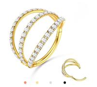 BodyBonita Dreifachem Nasenpiercing Ring - Gold 316L Chirurgenstahl Septum Clicker 16G CZ Conch Rook Tragus Helix Piercings Creolen Schmuck Knorpel Ohrring 12mm