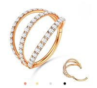 BodyBonita Dreifachem Nasenpiercing Ring - Roségold 316L Chirurgenstahl Septum Clicker 20G CZ Conch Rook Tragus Helix Piercings Creolen Schmuck Knorpel Ohrring 8mm