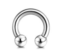 BodyBonita G23 Titan Septum Piercing 12G - Hufeisen Circular Barbell Nasenpiercing Schmuck ASTM F136 Titan Ohrringe für Frauen Männer Silber 10mm