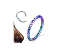 BodyBonita Nasenpiercing Ring- 316L Chirurgischer Stahl 16G Ohrringe Septum Piercing Schmuck Helix Piercings Ohr Pyramiden Lippen Daith Conch Nasenring Regenbogen 8 mm