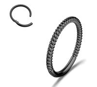 BodyBonita Nasenpiercing Ring mit Scharnier - 316L Chirurgenstahl Gedreht Nahtlos Clicker Knorpel Ringe Schmuck Conch Septum Piercing Helix Tragus Rook Daith für Damen Schwarz 16G 8 mm