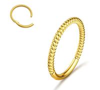 BodyBonita Nasenpiercing Ring mit Scharnier - 316L Chirurgenstahl Gedreht Nahtlos Clicker Knorpel Ringe Schmuck Conch Septum Piercing Helix Tragus Rook Daith für Damen Gold 18G 8 mm