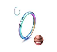 BodyBonita Nasenpiercing Ring mit Scharnier - 316L Chirurgenstahl Nahtloser Piercing Ringe Schmuck Hypoallergen 20G Septum Clicker Lippenringe Knorpel Helix Daith Conch Tragus Rook 8 mm-Regenbogen