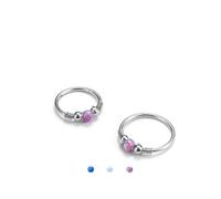 BodyBonita Opal Nasenpiercing Ring-316L Chirurgenstahl Septum Piercing für Frauen Creolen Schmuck Piercing Nase Conch Daith Helix Ohrring 2 Stück Silber 18G 10mm 12mm Lila