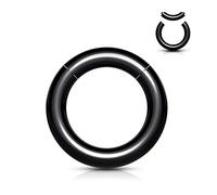 BodyJewelryOnline Luxe Modz Segmentringe aus schwarzem Acryl, unverlierbare Perle, 4 Gauge (16 mm) Dicke, chirurgischer Edelstahl, hypoallergen, nickelfrei, stilvoll, super leicht, Edelstahl, Zirkonia