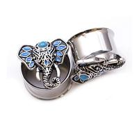 BodyJewelryOnline Ohr Plugs Glück Elefanten Doppel Fackel mit Türkis (7/8")