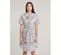 Bodykleid G-STAR "Belted Dress Side Slits", Damen, Gr. M, Normalgrößen, grau (petrol raw lines), Obermaterial: 80% Baumwolle, 20% Baumwolle, Kleider (91440920-M) petrol raw lines