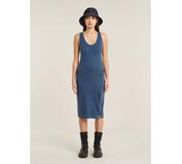 Bodykleid G-STAR "Overdyed Asymmetric Zip Kleid", Damen, Gr. XS, Normalgrößen, mid blau gd, Obermaterial: 100% Baumwolle, Kleider (32646527-XS) mid blau gd