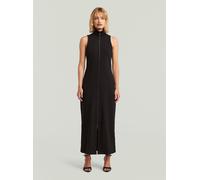 Bodykleid G-STAR "Slim Full Zip Kleid", Damen, Gr. S, Normalgrößen, schwarz (dk schwarz), Obermaterial: 83% Baumwolle, 17% Polyester, Kleider (22020348-S) dk schwarz