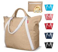 Bodysurf Strandtasche, wasserdicht, sanddicht, verstaubar, faltbar, Nylon, mit Reißverschluss, für Reisen, leicht, Pool, Boot, Kreuzfahrt, Sandfarben - XL, X-Large, Sandfarben - XL