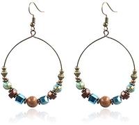 Böhmische Ohrringe für Damen Ringe Kreis Groß Rund Hohle Quaste Holz Perlen Metall Schmuck Farbe Gold Haltbarkeit