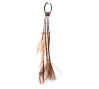 Böhmisches Perlenhaargummi mit Feder, Braun, für Damen | Leichtes Tragegefühl, Vielseitig Nutzbar als Armband oder Halskette, Boho Stil für Fest und Alltag