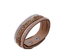 Böhmisches schlichtes Armband Sommer Party Geschenk Damen Mode Strass Kunstleder Armband Manschette Punk Armband Armreif Geschenk - Braun