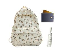 Bogenrucksäcke | Teenager-Schultasche | Studentenrucksack mit niedlichem Bogen-Design | Daypack für Schüler der Middle High School | Reise-Umhängetasche für Notizbuch, Flasche, kaki, Se référer au