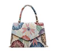 Bohemian Flowers Umhängetasche für Damen, Tote Handtasche mit Kettenriemen, Crossbody-Taschen, Vintage, für Reisen, Einkaufen, Arbeit, Dating, den täglichen Gebrauch, blau, Medium