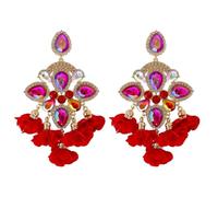 Bohemianbig Blume Tropfen Ohrringe für Frauen Vintage Geometrie Luxus Schwarz Blau Kristall Ohrringe Schmuck Geschenke