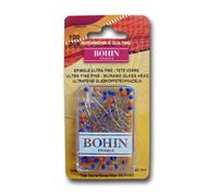 Bohin Ultrafeine Glaskopfstecknadeln aus vernickeltem Stahl, Inhalt 100 Stück