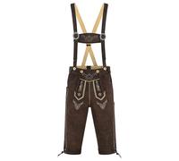 Bohmberg Herren Kniebund Lederhose aus Rindsleder, Braun, mit Hosenträgern, Bayerische Tracht für Oktoberfest