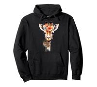 Boho-Aquarell-Giraffe mit floralem Kronen-Design Pullover Hoodie