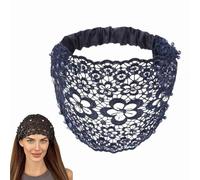 Boho Chic Crystal And Pearl Headband, Wide Floral Pearl Lace Elastic Headbands, Plum Blossom Hollow Beaded Wide Headband for Women, Ideal for Weddings, Vacations & Daily Styling (C-1pc)