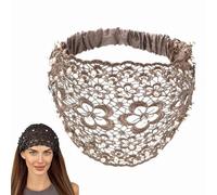 Boho Chic Crystal And Pearl Headband, Wide Floral Pearl Lace Elastic Headbands, Plum Blossom Hollow Beaded Wide Headband for Women, Ideal for Weddings, Vacations & Daily Styling (D-1pc)