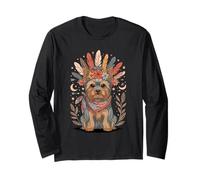 Boho Floral Yorkshire Terrier Yorkie Langarmshirt
