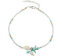 Boho-Fußkettchen mit Seestern, Muschel-Anhänger, schönes Fußkettchen, Fußschmuck für Damen, Sommer, Barfuß, Strand, silberfarben, praktisch und professionell