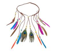 Boho Haarband mit Federn Handgefertigt, Modischer Kopfschmuck | Ethno Stil, für Damen, als Haarreifen und Stirnband, Leichtes Accessoire, Braun, Festival