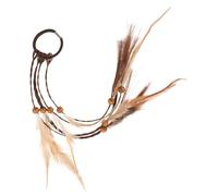 Boho Haarseil mit Feder für Frauen, Braun, Leicht | Karneval und Festival, Handgefertigtes Haaraccessoire, Vielseitig Tragbar als Armband oder Halskette