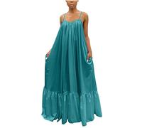 Boho Kleid Damen Sale Angebote Elegant Kurz Sommerkleid Wickelkleid Vintage 50er Ärmellos Cocktail Retro mit Pocket Flared Kleid Große Größen Festliches Cocktailkleid Knielang Businesskleid mein